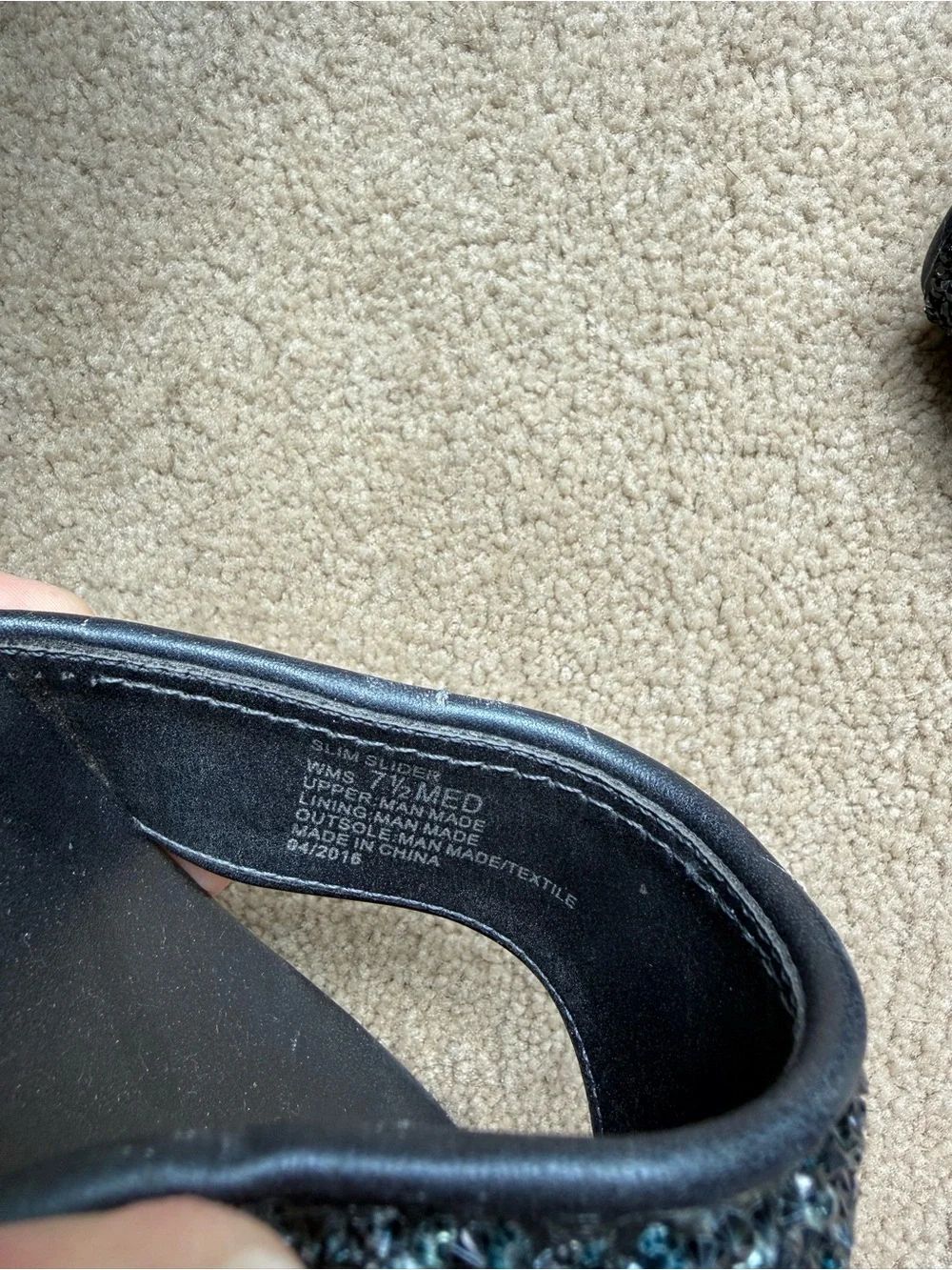 Vintage Kenneth Cole Reaction Navy Glitter Thong Slide Sandals Glam-athon